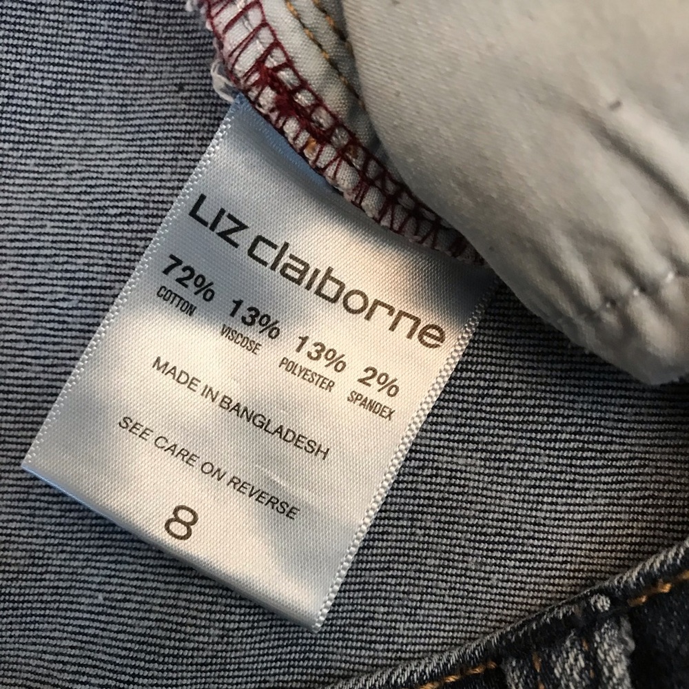 Liz Claiborne Boyfriend Skinny Blue Jeans Womens Size 8 Distressed Faded Denim - Picture 13 of 13